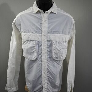 Vintage Simms Tarponwear Fishing Button Up Mens Medium White Long Sleeve Vented